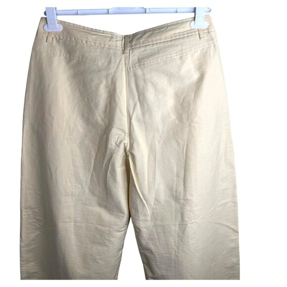 Zara Womens Barrel Leg Cream Cotton-Blend High-Waisted Pants Size Medium - Picture 4 of 10